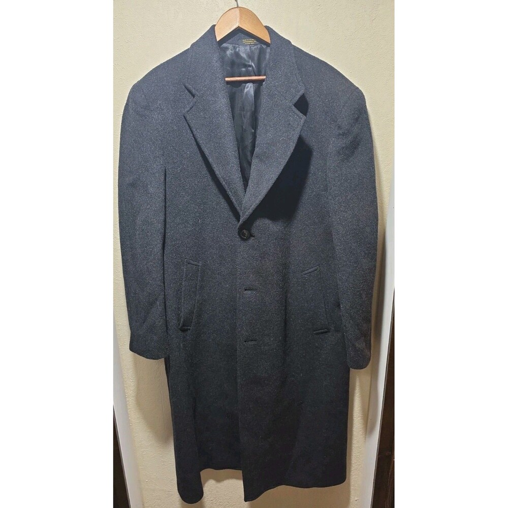 Daniel Hechter Charcoql Gray Wool Cashmere Blend Overcoat Coat Trench Size 44L